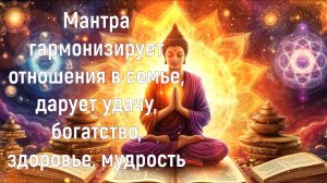 Мантра гармонизирует семейные отношения, дарует удачу, богатство, здоровье, мудрость