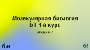 Молекулярная биология, лекция 7, Лавренова В.Н., 04.04.2026