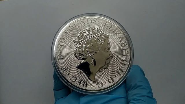 ➤ СЕРЕБРЯНАЯ МОНЕТА ГРИФОН 10 УНЦИЙ  999 СЕРИЯ ЧУДОВИЩА КОРОЛЕВЫ 10 OZ Queen's Beasts Griffin