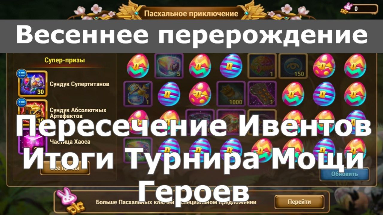 Хроники Хаоса Весеннее Перерождение (на Пасху) Пересечение Ивентов, Итоги Турнира Мощи Героев