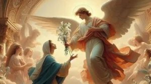 Благая весть деве Марии. С Благовещением. Шикарная музыкальная открытка.