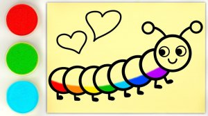 Рисование гусеницы песком с использованием цветного песка.🎨🖌
