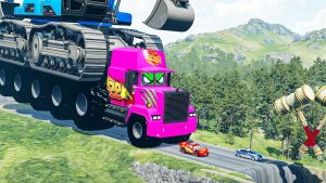 Мультики для детей про машинки. Гигантский титановый экскаватор против машинок Мультики для малышей.