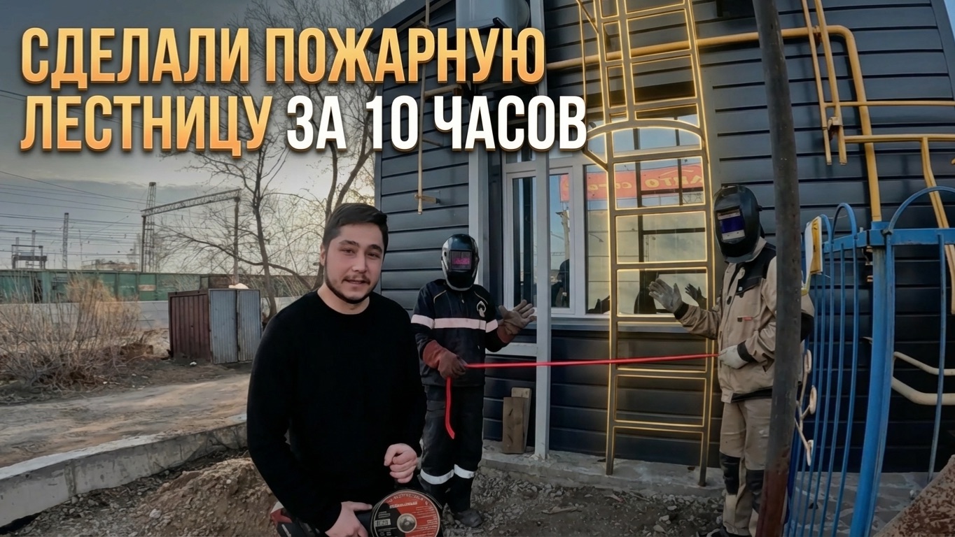 Реальный монтаж пожарной лестницы: сварка, покраска, установка, проверка за один день 👷♂️🏗️