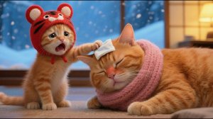 Мама больна?! 🤒 Секретная миссия крошечного котёнка в сильный снегопад! ❄️😭