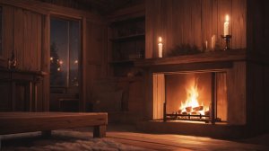 Тёплый камин вечером — уютная анимация для сна