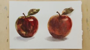 Как нарисовать акварелью яблоко 🍎 ДВА разных способа. Один объект — два стиля