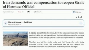 ‼️🇮🇷 Иран откроет Ормузский пролив только после компенсации ущерба, нанесенного США и Израилем

▪️