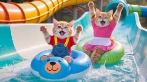 ВЕСЕЛОЕ ЛЕТНЕЕ ПРИКЛЮЧЕНИЕ котенка и мамы-кошки в аквапарке! Трогательная история! 🌊😻☀️ Мультик