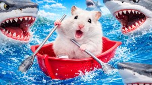 Мультики для детей Побег хомяка: водный лабиринт и ловушка голодной акулы!