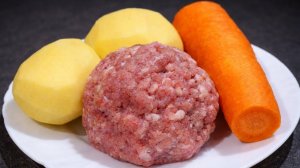Беру 1 морковь, 2 картошки, немного фарша и вкусный УЖИН ГОТОВ!