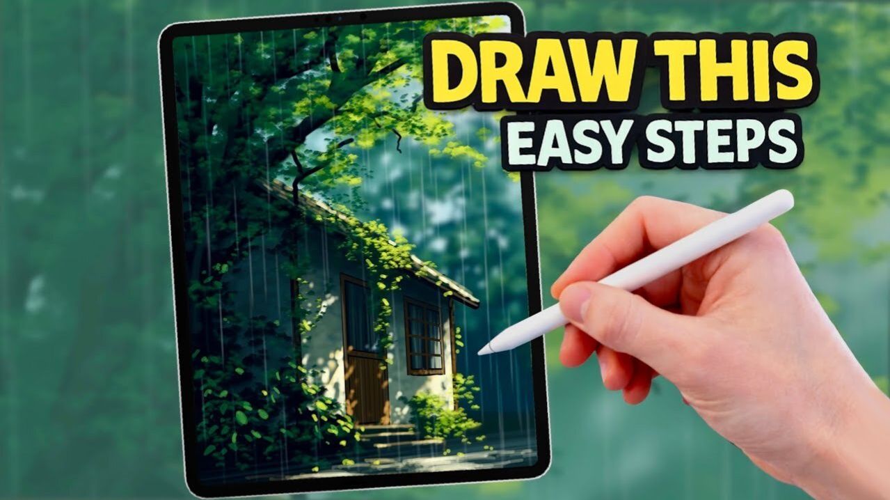 PROCREATE Forest Cottage landscape Drawing Tutorial in EASY STEPS by James Julier