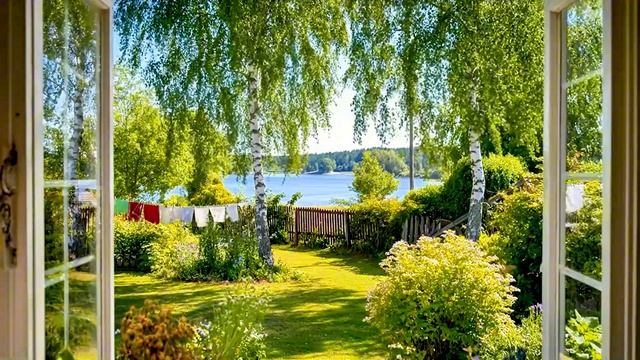 Тишина весеннего двора за окном 🌷 Птицы + звуки природы, ASMR для успокоения мыслей и концентрации.