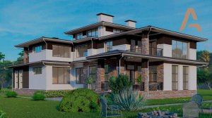 Прекрасный дом для большой семьи. Проект дома с бассейном, террасой, балконом и кабинетом