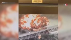 Появились кадры с места взрыва у моста через Панамский канал