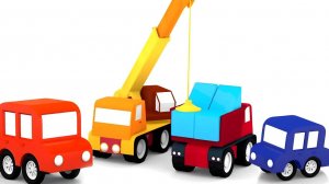 Машинки строят чудо-пирамиду из кубиков! Игры в разноцветные игрушки