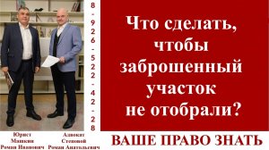 Что сделать, чтобы заброшенный участок не отобрали?