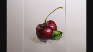 Акварельный натюрморт  "вишня"