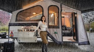 Кемпинг в дождь на люксовом кемпере. Звуки природы ASMR.