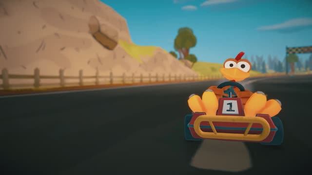 Moorhuhn Kart 4/ Игра детям, гонки на машинках, картинг - смотреть гонки на машинах, мультики детям