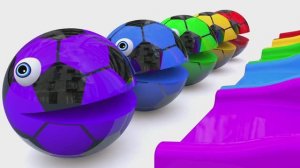 Изучаем цвета с ПАКМАН с помощью горки и экскаватора, футбольного мяча и уличной машинки для детей