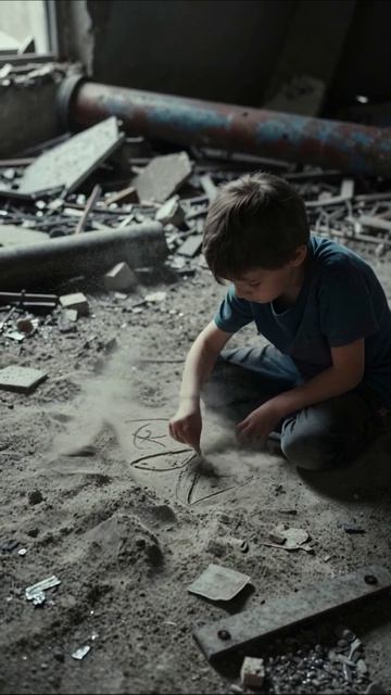 Тени детства: мечты в разрушенном мире #детство #потерянныенадежды #разрушения