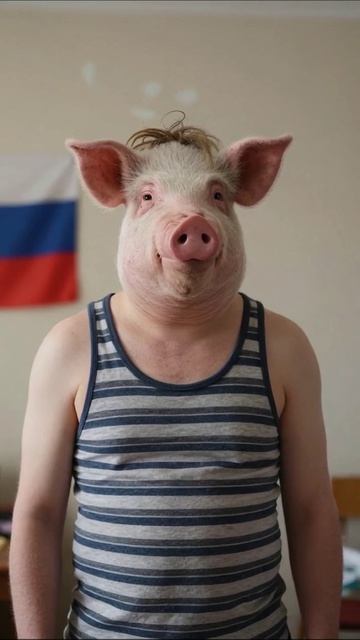 Смешной человек с лицом свиньи #юмор #креатив #видеоприкол