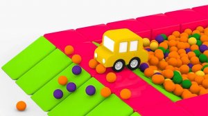 4 машинки в игровой стране 🏙 Весёлые приключения в бассейне с шариками 🎈🚗