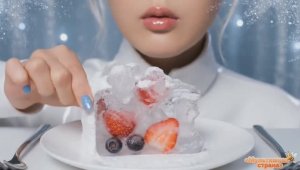 АСМР еда. Стеклянная, замороженная еда. ИИ-анимация.