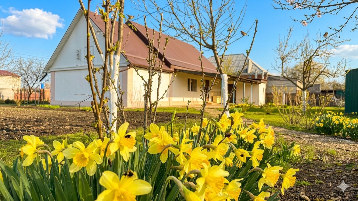 Отличный домик на большом участке с садом