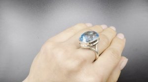 КОЛ002 Кольцо с топазом форма овал р. 18-19