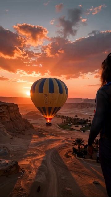 Воздушный шар на закате: волшебство пустыни #воздушныйшар #путешествия #закат