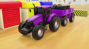 Изучаем цвета с помощью суперфруктов, машинок, грузовиков, транспортных средств, колес, сборка шин