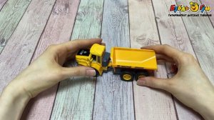 348570 Машина Самосвал с инерционным механизмом и подвижным кузовом оранжевый 15см с 3лет