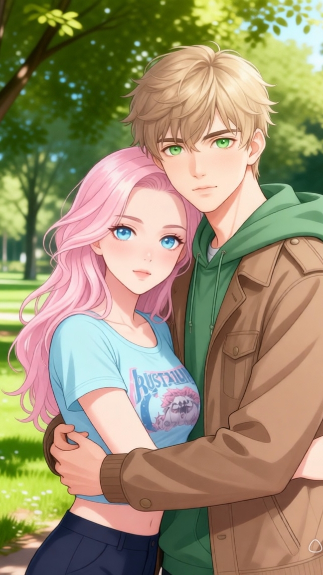 Русайна и Олефэйн в парке. Аниме.