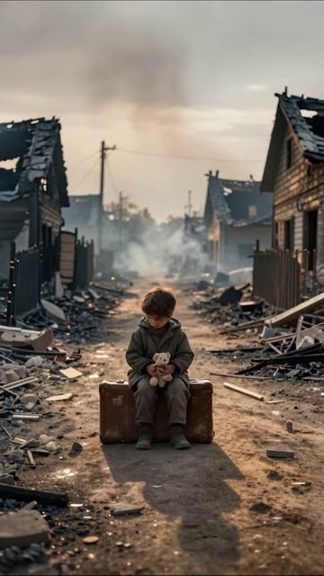 Потерянные мечты: дети в руинах войны #печаль #разрушение #надежда