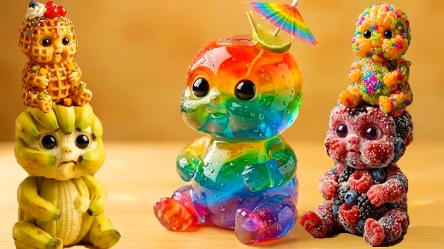 🍊Милые Фруктовые Малыши🍍 едят настоящие фрукты. Необычный Удивительный ИИ ASMR.