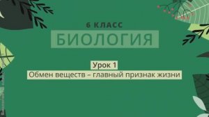 Обмен веществ - главный признак жизни