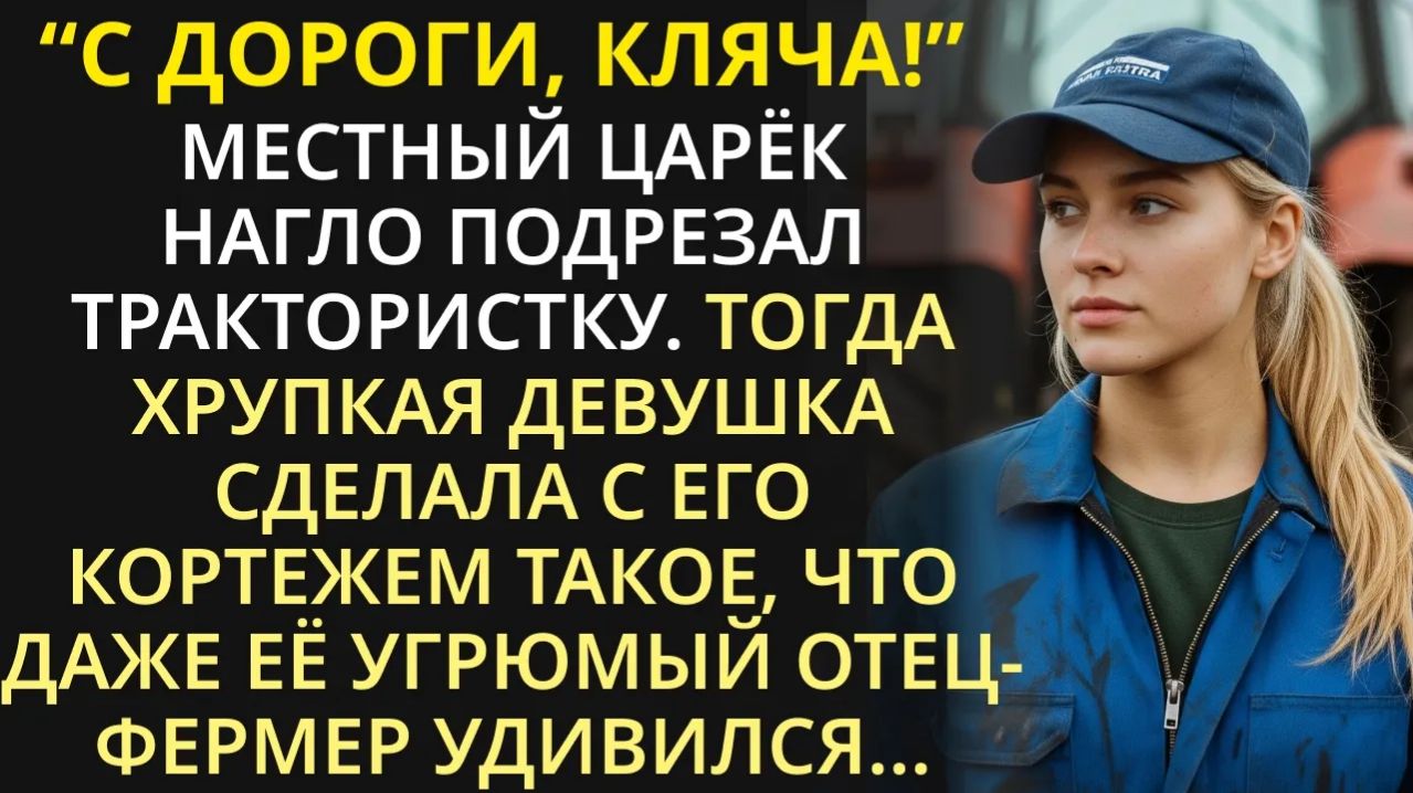 С дороги, кляча! - местный царек подрезал трактористку. Но заблеял, когда его джип застрял в болоте