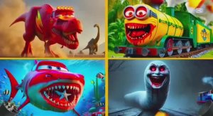 МОЛНИЯ МАКВИН ДИНОЗАВР И МИНЬОНЫ 🆚 ПАРОВОЗИК ТОМАС И АКУЛА МОНСТР МУЛЬТИК