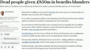 ‼️🇺🇦😂 Британские власти выплатили 850 миллионов фунтов пенсий и пособий умершим людям, — Telegrap