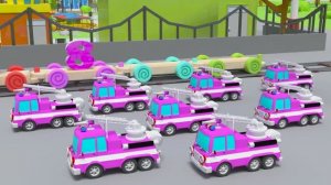 Изучаем цвета и цифры с помощью игрушечных машинок и поездов для детей Полицейская машина Грузовик