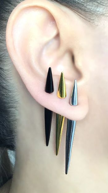 Серьги-джекеты "Стальной посох-конус" от StarfallShop