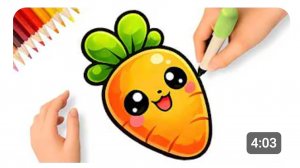 Как легко нарисовать милую морковку шаг за шагом 🥕✨