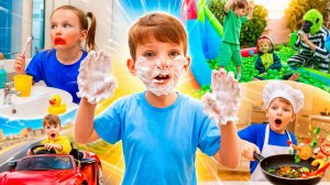 Маленькие взрослые на один день! Утренняя рутина, вождение и готовка понарошку