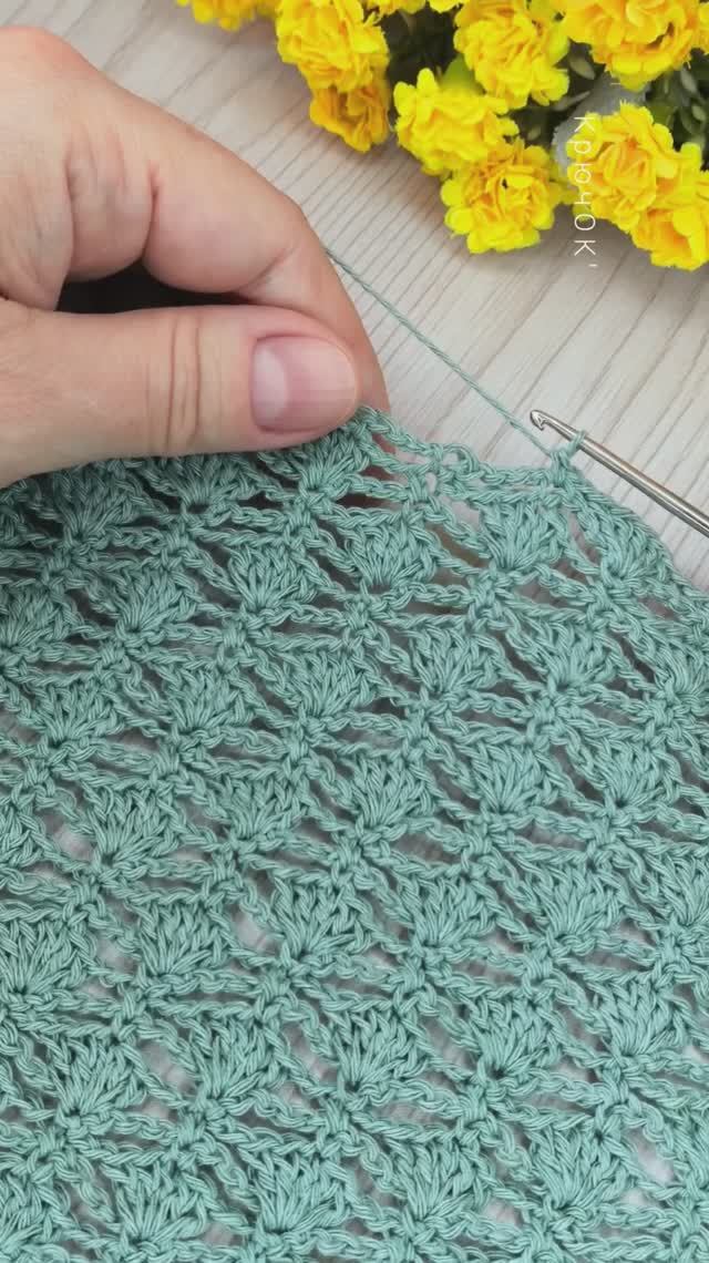 Узор крючком 111 #клип #вязаниекрючком #узорыкрючком