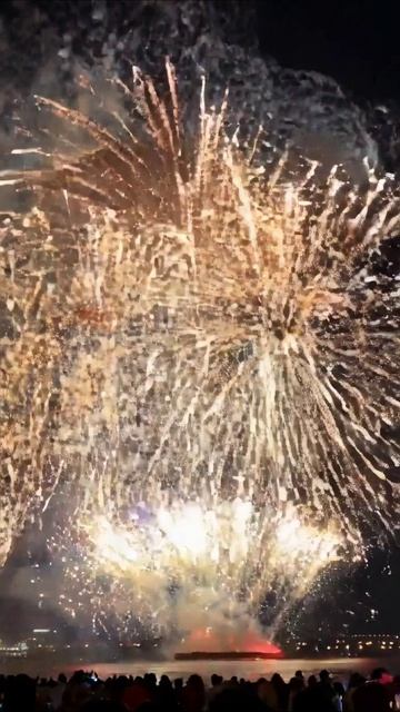 Фейерверк над рекой: незабываемое зрелище! #фейерверк #ночнойпейзаж #праздник