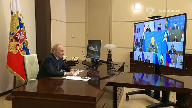 Владимир Путин проводит совещание ликвидация последствий паводков в Дагестане, 7 апреля 2026