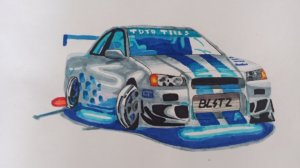 Как нарисовать Nissan Skyline R34  из форсажа? Мастер класс