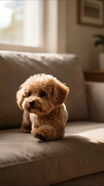 Очаровательный пудель на диване #пудель #домашниеживотные #питомцы